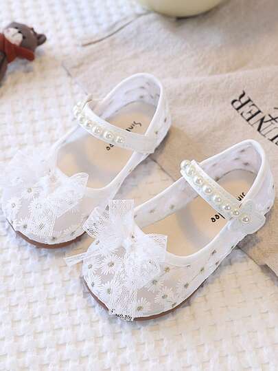 1 Pair 2026 New White Children Shoes, Non-Slip Soft Bottom Kids Shoes, White Mesh Princess Shoes 21-30 Size, Breathable