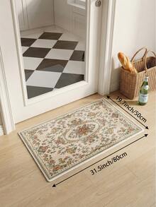 1pc Apricot Floral Living Room Rug, Suitable For Kitchen, Dining Room, Bedroom, Room Holiday Decor, Indoor/Outdoor, Office, Lobby, Non-Slip Doormat, Bathroom Rug, Hallway, Study Gaming Area Rug - Apricot - View 21