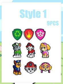 Paw Patrol Shoe Charms, Featuring Chase, Mar Shall, Skye, Rubble, Rocky, Zuma & Everest, Cute PVC Decorations For Clogs, Themed Accessories For Party Favors, Festive Celebrations & Goodie Bags, Ideal For Fans To Customize Footwear At Any Gathering - Shoe Flower - View 2