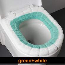 2856 Thick Plush O-Shaped Warm Toilet Seat Cushion, Universal Toilet Seat Cushion, Reusable Winter Toilet Seat Cushion, Toilet Seat Cover - 綠白 - 查看 4