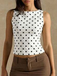 Camiseta de tirantes ajustada a rayas para mujer, ropa de verano y otoño para mujer, ropa de invierno para mujer, disfraces de Halloween, top marrón, top a rayas - Blanco - Ver 6