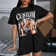LucBuy Camisetas Personalizadas de Rap Pirata, Sudadera Extragrande con Texto y Fotos de Caras Retro Personalizadas, Cara Gráfica Cuello Redondo Casual Hombro Caído Sudaderas con Capucha Regalos - Estilo 7 - Ver 9