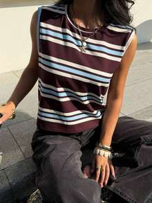 Camiseta de tirantes casual a rayas para mujer - Multicolor - Ver 5