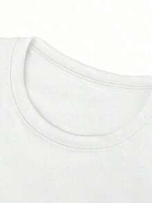 Women's Casual Cotton T-Shirt, Short Sleeve And Round Neck, With A Cute Print On The Back, Perfect For Everyday Wear, Regular Length, With Moderately Elastic Fabric, Cute And Casual Style. - 白色的 - 查看 3