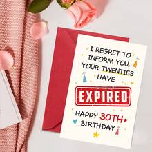 1pc Funny 30th Birthday Card For Men Women, Humorous 30 Year Old Milestone Birthday Card For Him Her Friend, Your Twenties Have Expired - Sets - View 4
