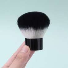 1 pieza Pincel portátil para polvo de uñas, diseño de mango corto de metal con cerdas suaves, limpieza rápida y fácil de polvo de uñas para principiantes y manicura de maquillaje, multiusos - Negro - Ver 5