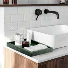 Bandeja de mármol, bandeja de tocador natural pura, bandejas de mármol para encimera de cocina, no cerámica/sin resina, bandeja de piedra de 12 x 8 pulgadas - Verde - Ver 6
