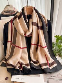 1pc Faux Silk Solid Color Scarf, Elegant And Versatile For Women, Suitable For Beach, Sun Protection, And Daily Wear - Multicolor - View 2