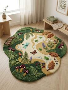 1 pieza Felpudo con forma de bosque encantador, alfombra grande, felpudo de bienvenida, alfombra, felpudo, felpudo para exteriores, alfombra de cocina, decoración del hogar, felpudo para la puerta principal, alfombra de área, felpudo para exteriores, decoración del hogar, alfombra de área, alfombra de jardín, alfombra lavable - Multicolor - Ver 1