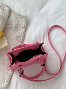 Sac à main mode et polyvalent de couleur unie - Rose vif - Voir 4