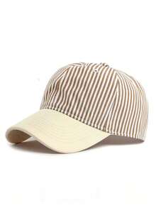 1pc Women's Lightweight Vintage Striped Patchwork Baseball Cap, Suitable For Sports, Travel, Vacation And Daily Use - Striped Color Blocking - View 9