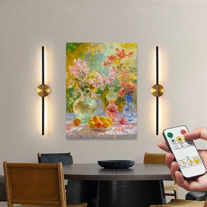wamblz Đèn tường LED hiện đại không dây, đèn tường chạy bằng pin có điều khiển từ xa, chức năng điều chỉnh độ sáng và hẹn giờ, đèn LED trang trí phòng ngủ, đèn cạnh giường, phù hợp cho phòng khách, phòng học, phông nền trang trí, quà tặng ngày lễ