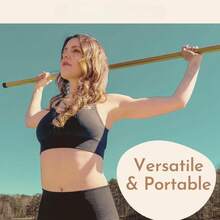 Natural Bamboo Yoga Stick 5Ft Stretch Bar, Super Sturdy With Rubber Ends, Versatile Exercise Stick For Yoga Stretching Posture Workout At Home - Default - View 6