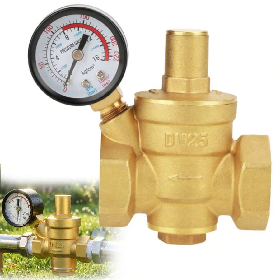 DN25 1 Inch Brass Water Pressure Reducing Valve 1'' Adjustable Pressure Regulator Valve Thread With Gauge