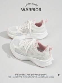 WARRIOR 1双女士系带运动休闲运动鞋，舒适轻便透气，适合户外跑步，时尚百搭，夏季必备 - 白淺粉紅色 - 查看 6