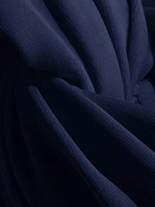 Top de bikini bandeau de un solo color con efecto retorcido - Azul marino - Ver 6