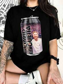 Graphic T-Shirt With A Photo From The David Guetta Concert, A T-Shirt For EDM DJ Fans - Black - View 1