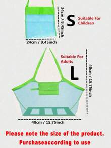 1pc Beach Bag, Handheld Mesh Toy Storage Bag, Travel Foldable Storage Bag Outdoor Organizer Mesh Bag Storage Bag Storage Pouch,Back To School,Back To School - Blue - View 11