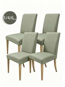 1/4/6pcs Milk Silk High Backrest Chair Covers, High Elasticity Dust-Proof Universal Fit For Living Room, Dining Room, Bedroom, Study, Outdoor, Removable & Washable - Olive Green - View 1