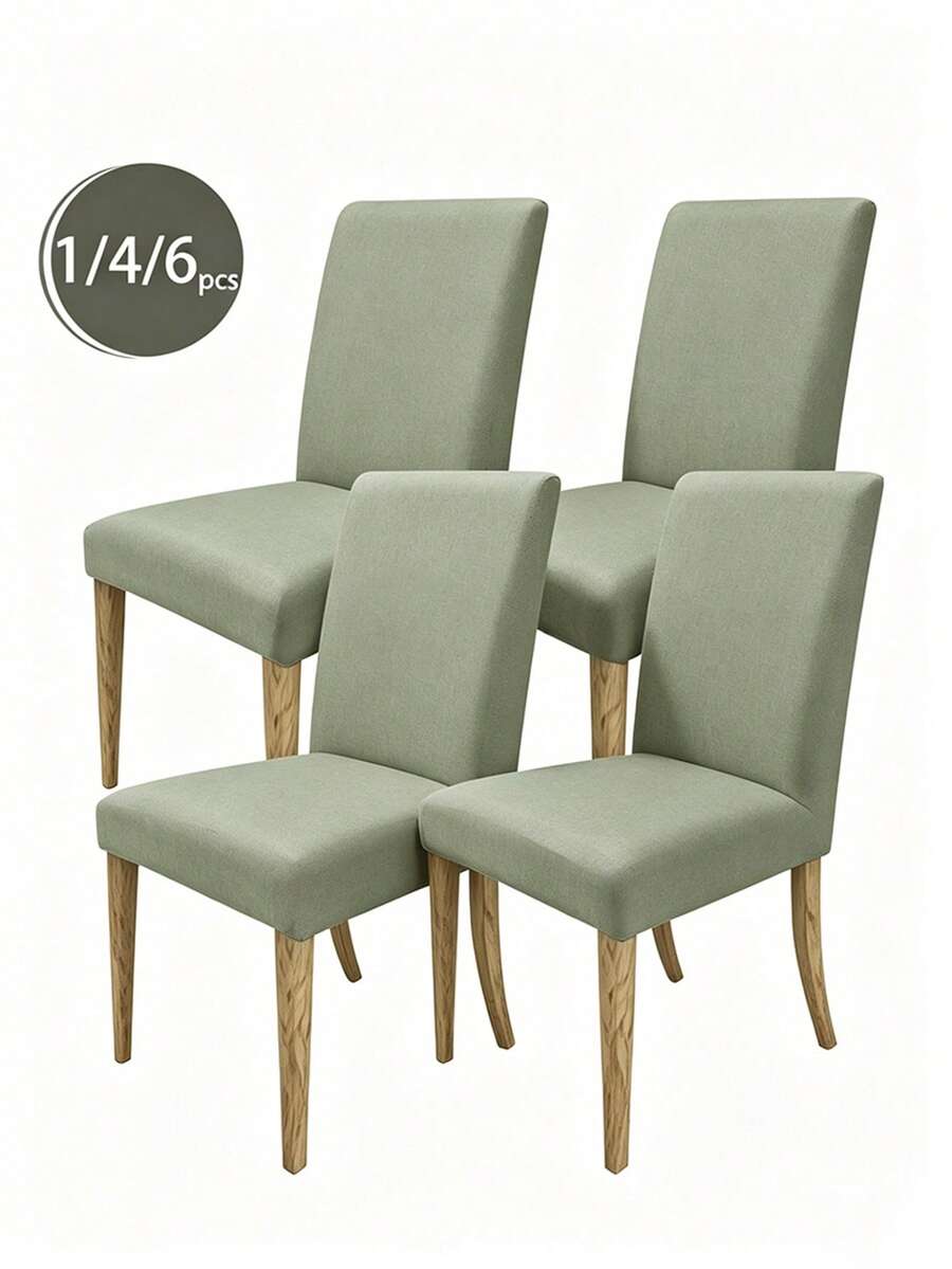 1/4/6pcs Milk Silk High Backrest Chair Covers, High Elasticity Dust-Proof Universal Fit For Living Room, Dining Room, Bedroom, Study, Outdoor, Removable & Washable - Olive Green - View 1
