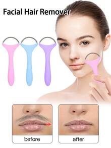 3/1pc Painless Facial Hair Remover, Portable Spring Roller Epilator, Spring-Loaded Hair Removal Tool, Lightweight Depilator Suitable For Men & Women, For Upper Lip, Chin, Face, Neck, Arms & Legs, Easy To Use, Portable DIY Beauty Tool, Waterproof, Low Allergy, Reusable - Multicolor - View 3