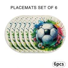 1 Set World Cup Football & Explosion Pattern Round Placemats, Suitable For Spring, Summer, Autumn And Winter. Designed With Multicolor Patterns, Made Of 100% Polyester Fabric - Multicolor - View 14