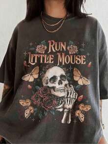 1 camiseta vintage para mujer de 230 g/m² - suave y agradable al tacto, cuello redondo, mangas cortas, estampado y letras vintage - top casual de verano para uso diario, transpirable y adecuada para usar en capas, creando un estilo único. 100% algodón de 180 g. - Negro - Ver 6