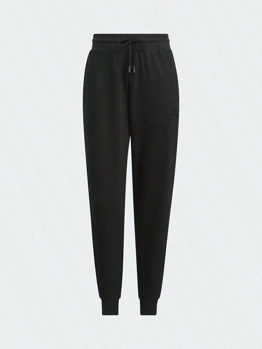 Adidas 女士休闲抽绳九分裤,舒适百搭,运动休闲服饰,IM8874 - 黑色 - 查看 1