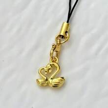 1/2 chiếc dây đeo điện thoại hình thiên nga vàng, quà tặng đôi, đa năng cho điện thoại thông minh, máy ảnh CCD, giá đỡ thẻ, móc khóa, mặt dây chuyền USB, phụ kiện thiết kế độc đáo. - Vàng - Xem 5
