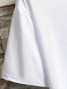 Camiseta de manga corta primavera/verano 2023, estampado de marca de moda americana, cuello redondo para jóvenes, estilo oversize, top casual versátil. - Blanco - Ver 11