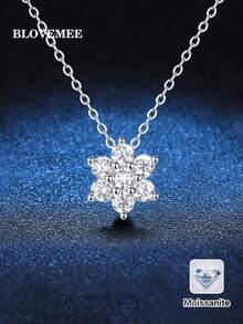 BLOVEMEE 1 chiếc vòng cổ bông tuyết bạc 925 0,7 carat Moissanite, thích hợp để đeo hàng ngày, đi làm, tiệc tùng, nghỉ mát, sinh nhật, ngày lễ tình nhân, ngày của mẹ, kỷ niệm ngày cưới, giáng sinh, quà tặng trang sức cho phụ nữ - XL0058M - Xem 6