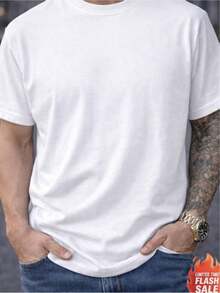 Women's Vintage Round Neck T-Shirt, Loose Fit, Slightly Stretchy, A Must-Have Casual Basic For Everyday Wear, Suitable For All Seasons. - 白色 - 查看 5
