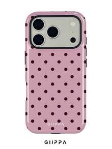 GIIPPA 1件淺粉色背景搭配棕色圓點圖案設計，Phone17 Pro Max 手機殼，相容於 Phone16 Pro Max、15 Pro Max、14 Pro Max，韓系高端時尚趣味手機殼，相容於 11/12/13/14/15/16 Pro Max Plus，優雅設計適合男女，聖誕節、情人節、復活節、婚禮季和生日送女友的完美禮物！ - 粉色 - 查看 1