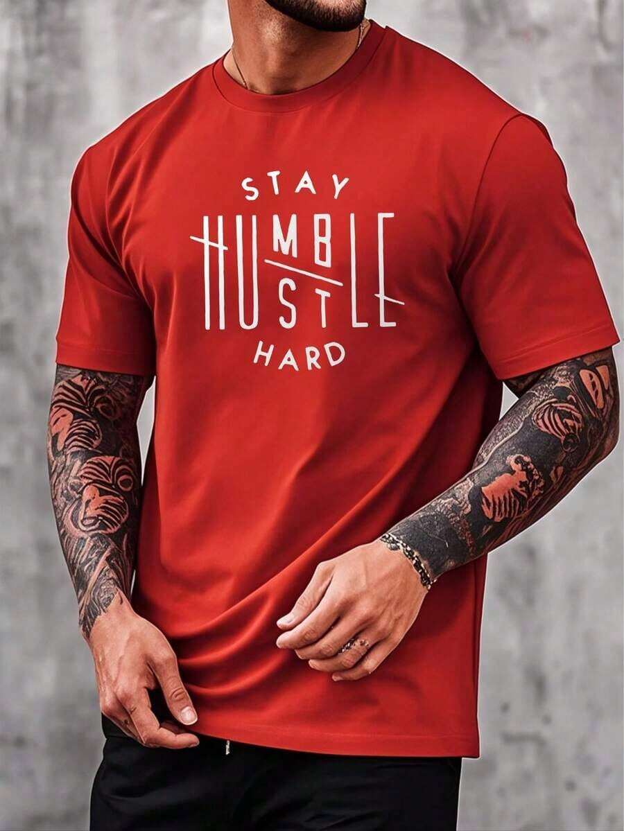 Men's T-Shirt, Classic Graphic Tee, Soft And Comfortable Men's T-Shirts, Script Logo, 180g, 100% Cotton. Suitable As A Gift. Women's T-Shirt. Elegant Blouses. Boho Chic. Soft, Breathable, And Comfortable Women's Top, Ideal For Spring, Summer, And Autumn, Perfect For Vacations, Travel, And Everyday Wear. - 紅色 - 查看 1