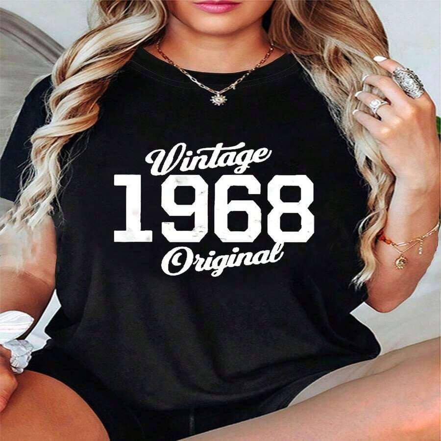 Women's Plus Size T-Shirt With Year Of The Horse 2026 Graphic Print | Casual Crew Neck, Medium Stretch Fabric, Ideal For Spring/Summer, Versatile For Everyday Wear, Shopping, Parties And Commuting. - 軍綠色 - 查看 1