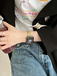 1条不锈钢表带，兼容 42mm、38mm、40mm、41mm、44mm、45mm、46mm、49mm，时尚智能手表替换表带，适用于Series Ultra2、Ultra SE2、SE 11、10、9、8、7、6、5、4、3、2、1，可作为学生返校礼物 - 金色 - 查看 5