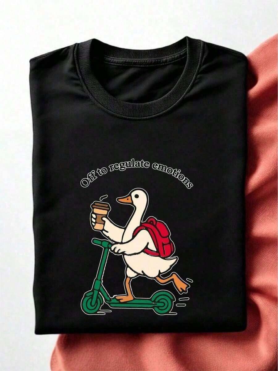 "Go Regulate Your Emotions" T-Shirt, Mental Health Teacher T-Shirt, Counselor Gift, Social Emotional Development Therapist T-Shirt, Goose Lover T-Shirt EW-2941 - 黑色 - 查看 1