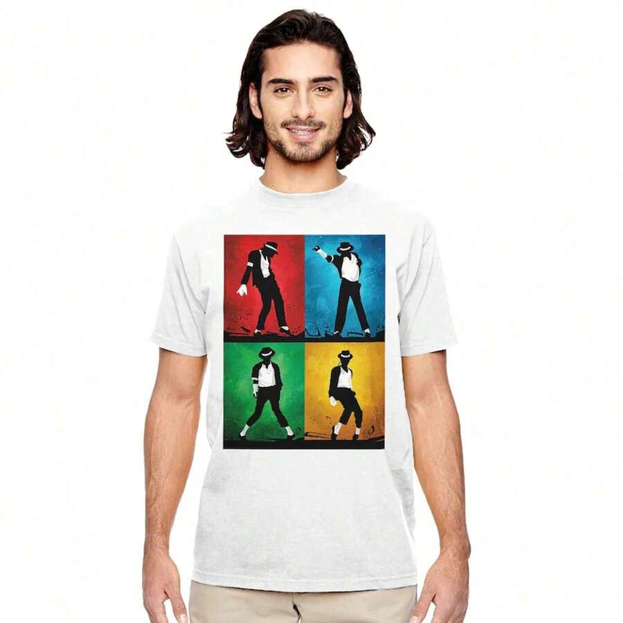 Graphic T-Shirts For Men, Unisex Crew Neck T-Shirt | Fan Michael Movie Funny Shirts, Blouses For Women And Men, Oversized T-Shirts, Cool Blouses For The Heat, National Shipping - 白色 - 查看 1