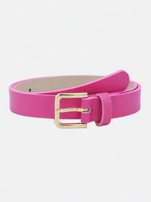 1pc/3pcs Women's Gold Square Buckle Versatile Fashion Multicolor PU Belt Suitable For Daily Use - Hot Pink - View 20