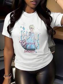 Image Of An Ice Queen Surrounded By Sparkling Diamonds And Snowflakes Symbolizing Elegance, Strength, And Feminine Power Amidst A Magical Winter. Soft And Comfortable Women's T-Shirt For Everyday Wear And Casual Occasions. - 白色 - 查看 2