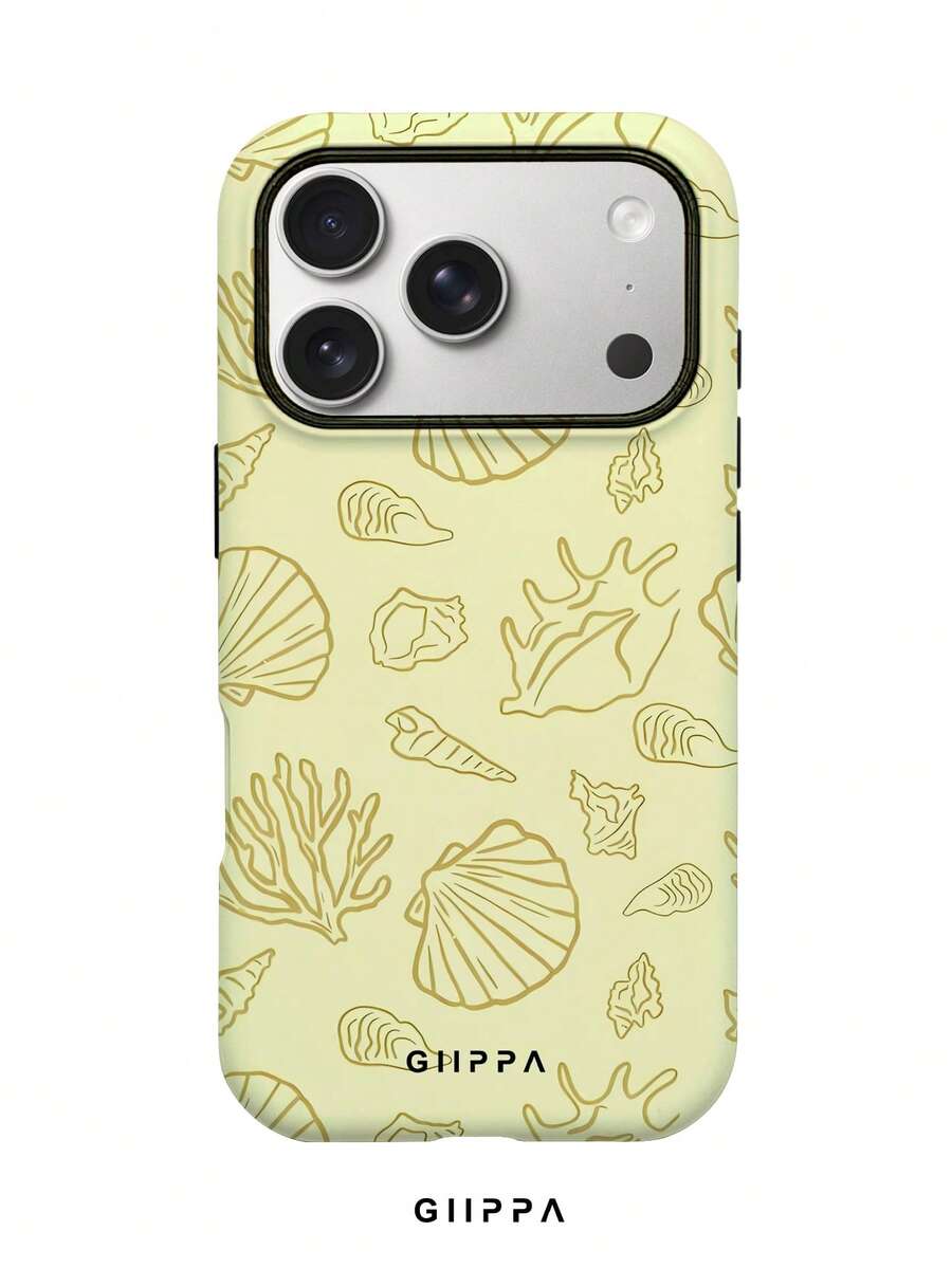 GIIPPA 1 chiếc ốp lưng điện thoại màu vàng nền với họa tiết vỏ sò, phù hợp với điện thoại 17 Pro Max, 16 Pro Max, 15 Pro Max, 14 Pro Max, kiểu dáng Hàn Quốc thời trang và độc đáo, tương thích với 11/12/13/14/15/16 Pro Max Plus, thiết kế thanh lịch phù hợp cho cả nam và nữ, món quà lý tưởng cho bạn gái vào dịp Giáng sinh, Lễ tình nhân, Lễ Phục sinh, mùa cưới và sinh nhật. - Màu vàng - Xem 1