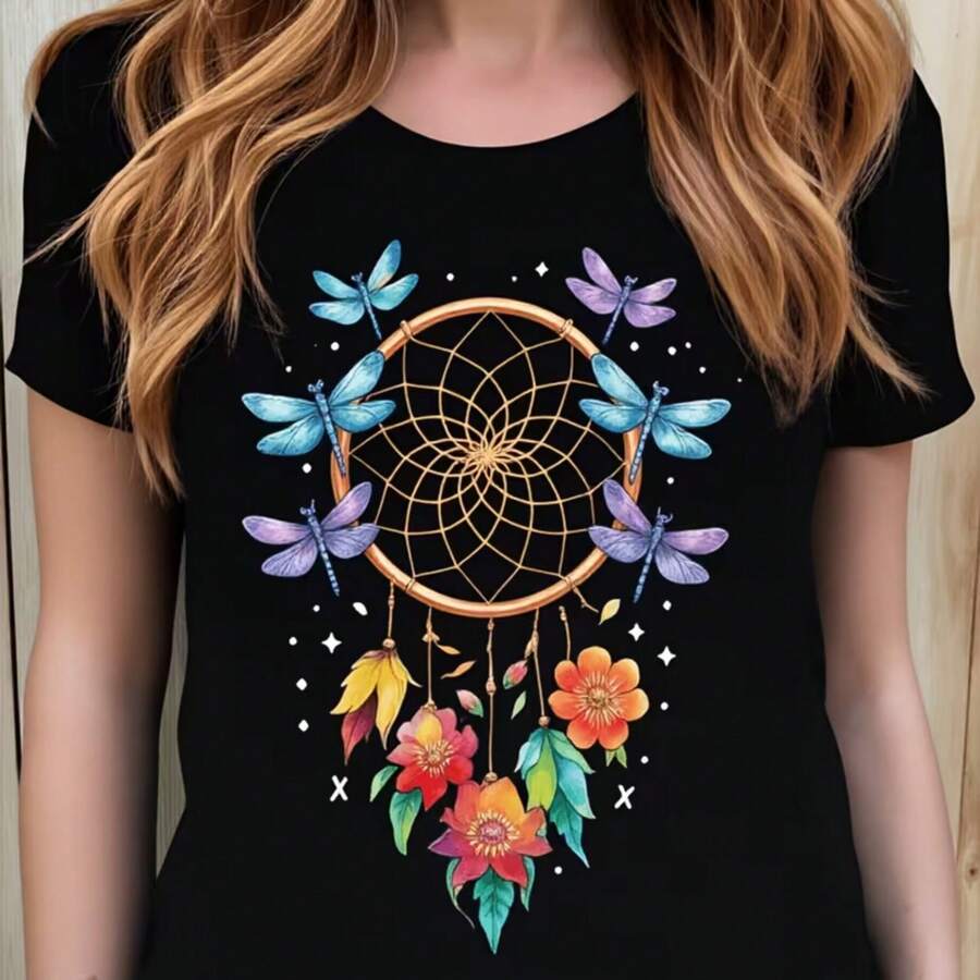 Printed T-Shirt For Men And Women - Black - View 1