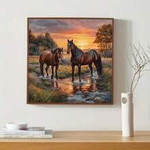 Bộ tranh đính kim cương 5D - Kim cương tròn đầy đủ, họa tiết ngựa, bộ tranh acrylic trang trí nhà cửa, bộ quà tặng tranh đính kim cương không khung. - Xem 10