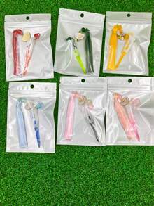 1pc 83mm Plastic Golf Tee With Rhinestone Ball, White Fan Tassel, Golf Accessories - Multicolor - View 6
