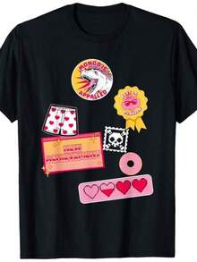 Camiseta con collage de pegatinas coloridas del libro LitRPG.Jpg - Negro - Ver 1