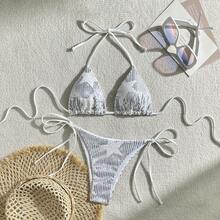 Sexy Two-Piece Bikini For Women With Sequin Star Design – Beach Style - 白色 - 查看 7