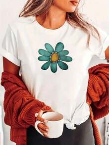 Nueva llegada 2026: Camiseta de manga corta de moda, diseño de nicho de verano, top holgado de talla grande. Camiseta 100% algodón puro, gruesa, en blanco y negro, con diseño gráfico y estampado de letras a la moda, estilo unisex de manga corta. Nueva colección para primavera, verano y otoño, transpirable y cómoda, estilo minimalista y versátil de ropa urbana, conjunto a juego para parejas. - Blanco - Ver 1