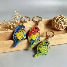 Bird Parrot Access Card Cover, Protective Cover, Keychain Integrated AirTag Protective Cover PVC Leather - Multicolor - View 10