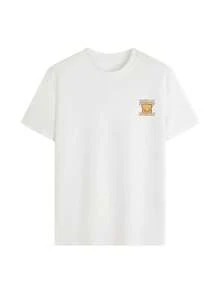 1 Piece Of Women's Summer T-Shirt, Round Neck And Short Sleeve, With Vacation Style Print, Casual Loose Fit, Comfortable, Suitable For Summer, Ideal For The Beach, Street, Daily Activities, Work, Office Meetings And Other Occasions, White Color. - 白色 - 查看 4