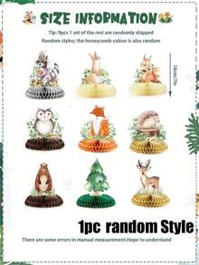9pcs Forest Animal Honeycomb Desktop Decor | 3D Desktop Decoration | Suitable For Light Green Theme Decor, Girls & Boys Birthday Party, Camping, Baby Shower, Children's Day, Gender Reveal Party, Baby Party, Animal Theme Party And Other Party Decorations; Also Suitable As Photography Props. - Multicolor - View 9